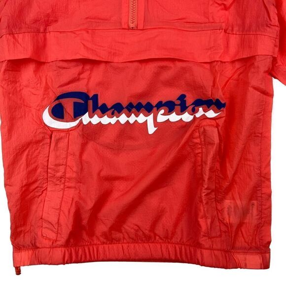 New Champion Men Unisex Red Anorak Hood Windbreaker Long Sleeve Pullover US XS - Picture 6 of 13